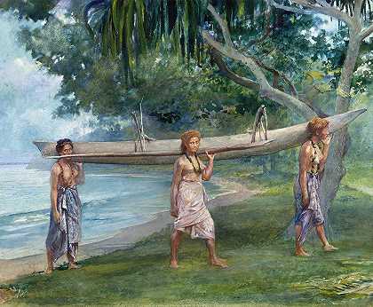 约翰·拉法尔奇的《女孩在萨摩亚扛独木舟维亚拉》