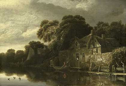 米歇尔·范·弗里斯的《水上的旧小屋》