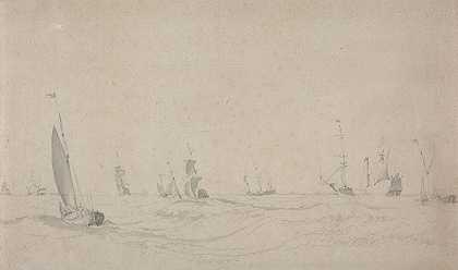 《在波涛汹涌的海上航行》，作者：Willem van de Velde the Elder