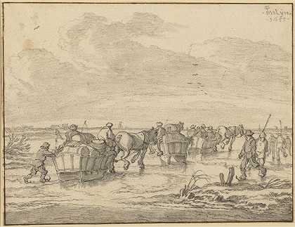 彼得·德·莫利因（Pieter de Molijn）的《冰面上的一幕与滑冰者和货车》