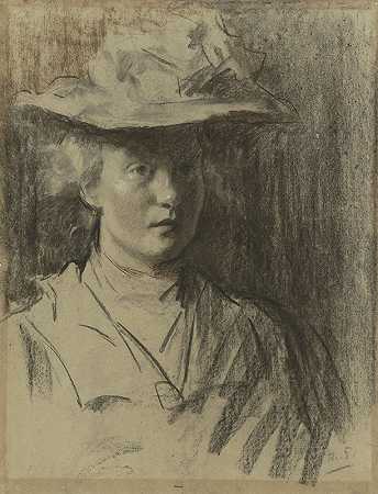 Thérèse Schwartze的《戴帽子的女人》