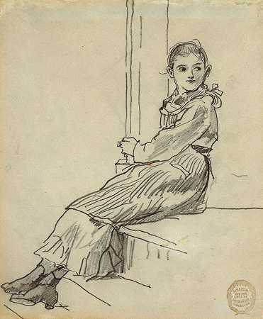 温斯洛·霍默的《坐在门廊台阶上的女孩》