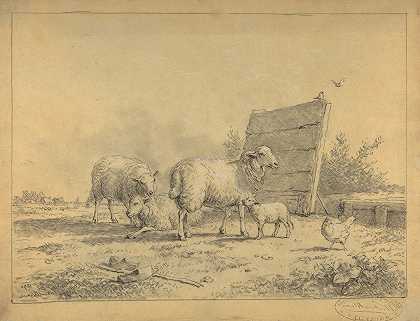 《风景中的羊》（Eugène Joseph Verboechoven）