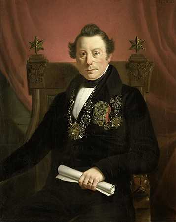 Jan Cornelis van Rossum的《演员科恩拉德·范·赫斯特（Coenraad van Hulst）作为阿姆斯特丹大众艺术推广（VW）总裁的肖像》