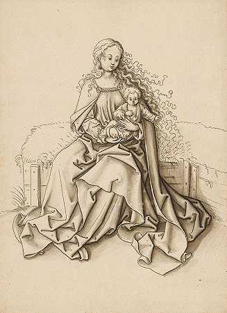 Jörg Schweiger的《玛丽亚和孩子在草坪长椅上》
