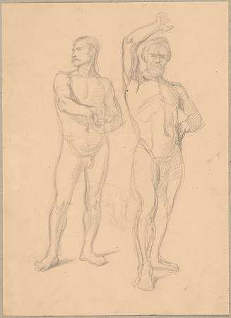 Józef Simmler的《圣马蒂亚斯的殉难》画中的裸体男性素描