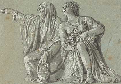 18世纪罗马的“两个跪着的雕像和供品”