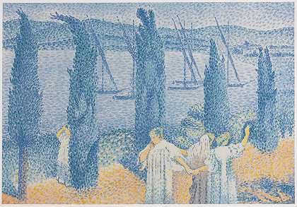 亨利·埃德蒙德·克罗斯的《长廊（柏树风景）》