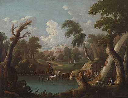 约翰·格奥尔格·冯·贝梅尔的《饮用牛的山景》