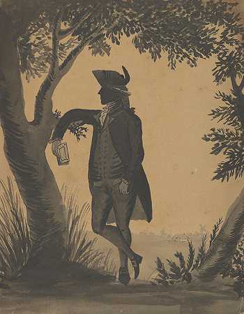 威廉·威林斯的《年轻人靠在树上，手里拿着一本书》
