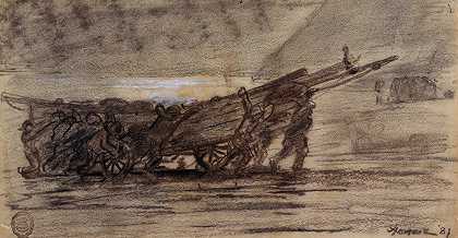 温斯洛·霍默的《渔民在船上靠岸》，英国Cullercoats