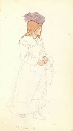 P.C.Skovgaard的《头上围着围巾，头上扎着一个包袱的意大利女人》