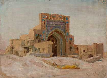“古老的波斯清真寺。从扬·奇·格林斯基的突厥斯坦之旅