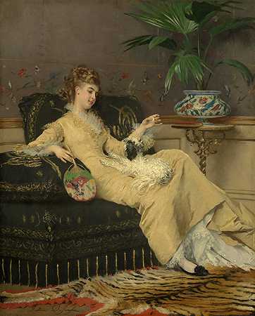 Gustave Léonard de Jonghe的《穿黄色衣服的女人》
