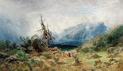 “Krajina wz Krkonoše，Julius Eduard Mařák的布面油画