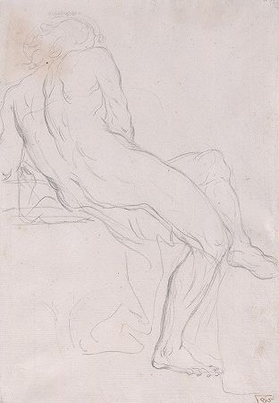 贾科莫·佐博利（Giacomo Zoboli）的《坐姿男性人物学院草图》（Academy Sketch of a Seated Male Figure）