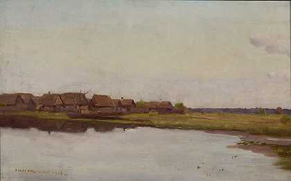 Jozef Chelmonski的《水边村庄》