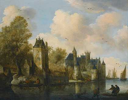 萨洛蒙·范·鲁伊斯代尔的追随者《一座河上有渡船的堡垒小镇》