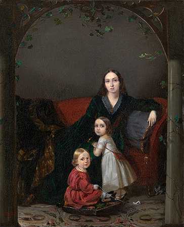 “安娜·格里戈里耶夫娜·埃尔莫洛娃（1807-1852）的肖像，娜·奥博隆斯卡娅和她的孩子们，彼得·扎哈罗夫·切切涅茨