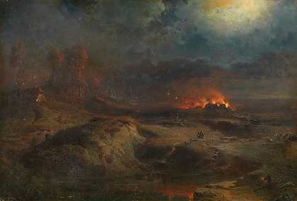 Fritz Bamberger的《燃烧家园的夜景》