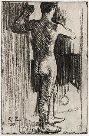 马格努斯·恩克尔的《从背后看裸体男模》