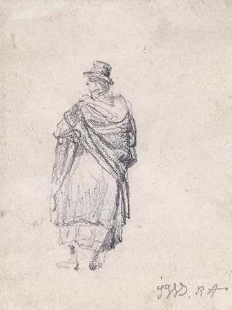 詹姆斯·沃德（James Ward）的《戴帽子和披肩的乡村妇女背影》