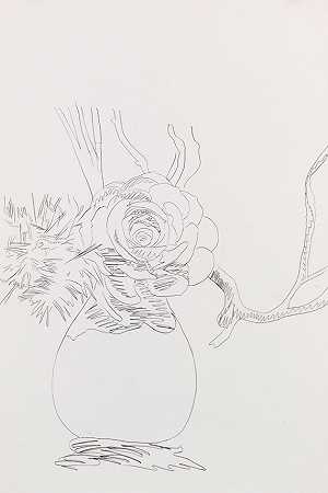 《花（黑白）》，1974年。-安迪·沃霍尔。