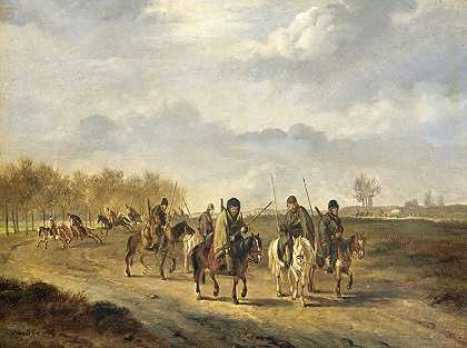 “北荷兰卑尔根附近乡村公路上的哥萨克人，1813年，彼得·杰拉尔杜斯·范·奥斯（Pieter Gerardus van Os）