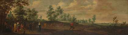 Pieter Meulener的《乡村别墅外一对舞伴的风景》