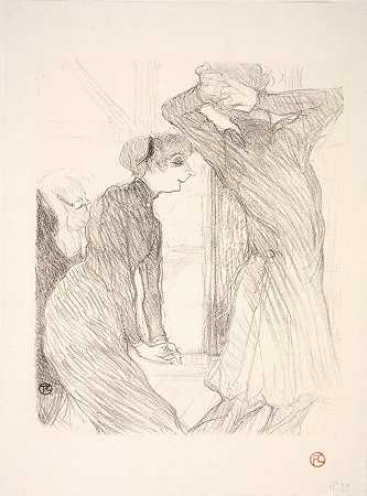 “图卢兹·劳特雷克（Henri de Toulouse Lautrec）在《人类力量的奥达苏》（Au Dassus of Human Forces）中的卢格内·波（Lugne Poë）和伯思·巴迪（Berthe Bady）