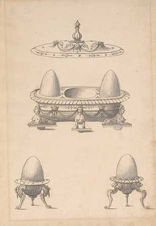 伊拉斯穆斯·霍尼克的“游行蛋杯和组合蛋杯和带盖盐窖设计”