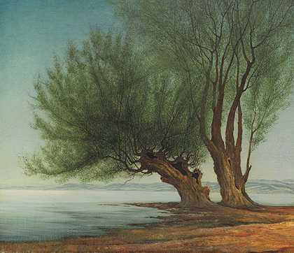《水边的柳树》，1933年。-弗兰茨·伦克