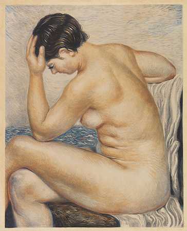 坐着洗澡的人，1931年。-里科