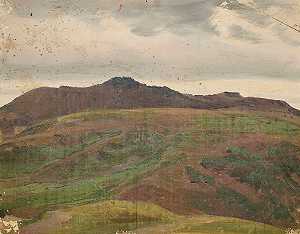 克里斯蒂安·布雷斯劳尔（Chrystian Breslauer）绘制的“草地和一系列山丘的风景”