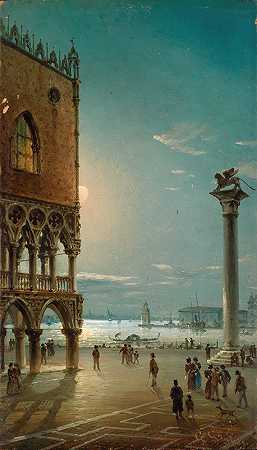 《威尼斯圣马可广场的月夜》乔瓦尼·格鲁巴茨著