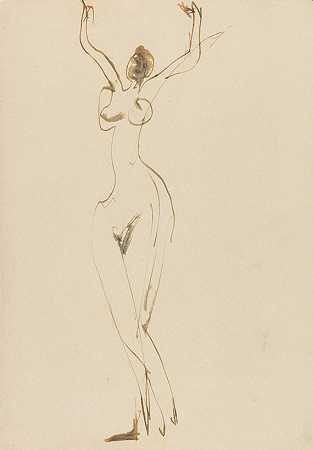 1930年后，在工作室裸体跳舞的女性。-凯尔希纳