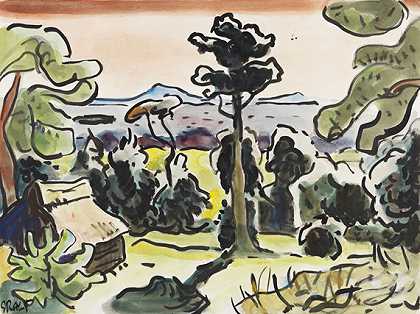 无题（树木风景），1934年。-卡尔·施密特·罗特卢夫
