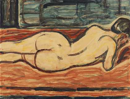 《躺在背后的裸女》，1910年。-克里斯蒂安·罗尔夫斯