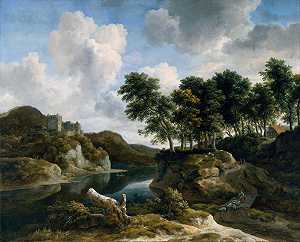 雅各布·范·鲁伊斯代尔《悬崖上城堡的河流风景》
