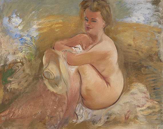 《戴夏帽的裸体坐着》，1940年。-格罗兹