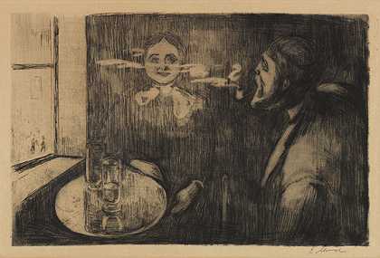 头对头（Plauderstunde），1894/1895年。-爱德华·蒙克