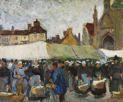悬崖市场（Markt in Falaise），UM 1905。-劳尔·杜飞