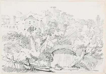 约瑟夫·玛丽·维恩的《意大利山城附近的瀑布》