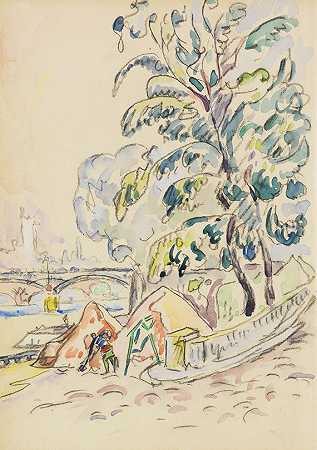 巴黎塞纳河，Um 1927。-保罗·西涅克