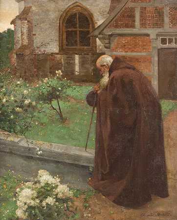 亚历山大·贝特朗《修道院花园的僧侣》