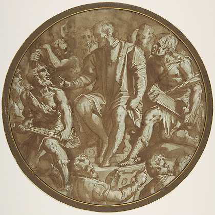 “托斯卡纳大公科西莫一世被他的艺术家包围”，乔治·瓦萨里工作室