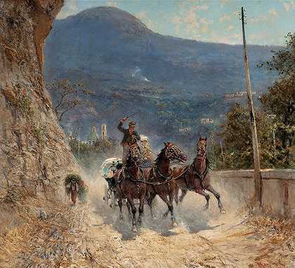 弗朗西斯科·曼奇尼（Francesco Mancini）的《马和旅行者登上意大利山路》