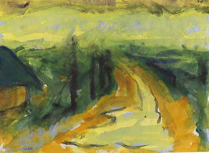 沼泽风景，嗯1920年。-埃米尔·诺德