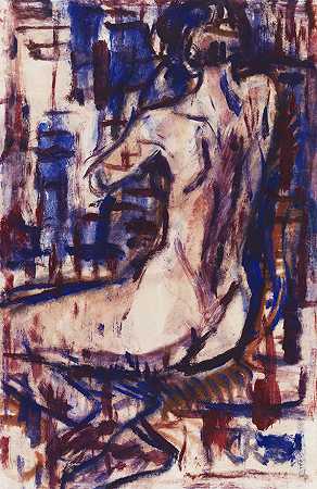 女性裸体，1916/1922年。-克里斯蒂安·罗尔夫斯