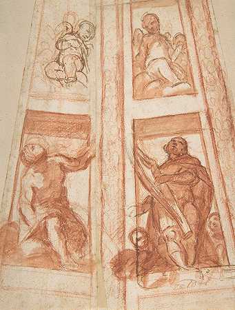 马蒂亚·普雷蒂的《先知、大卫王和两个推杆的冲天炉装饰设计》